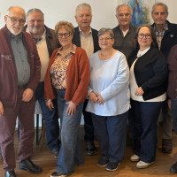 vorne links: Heinz Oesterle, Mitte hinten: Reinhold Strobl